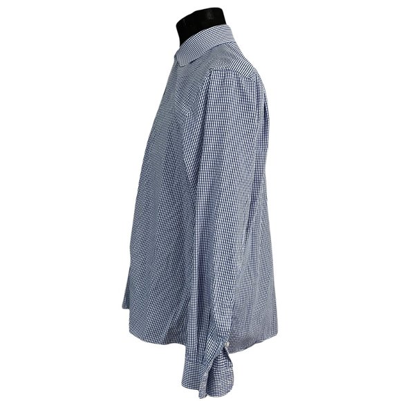 Tommy Hilfiger Men's Slim Fit Blue White Check Long Sleeve Button Front Shirt 17 - Picture 5 of 9
